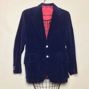 Vintage Blazer Mr. Chips blue velvet brass buttons